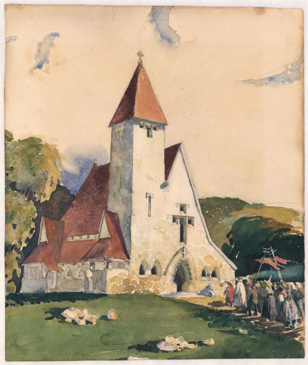 Tervvázlat a zebegényi római katolikus templomhoz. 1908 körül. Tervezte: Kós Károly és Jánszky Béla MÉM MDK Múzeumi Osztály