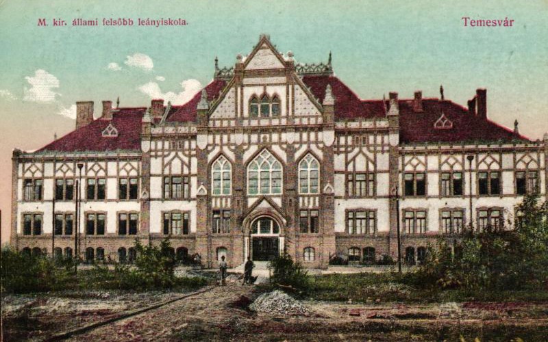 Temesvári Leányiskola archív képeslapon Darabanth