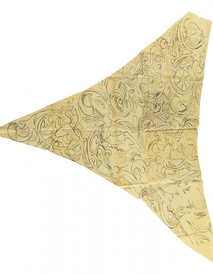 Huszka József: Székelydálya, református templom, a szentélyboltozat m boltmezője. Pausz, tus, 1903. MÉM MDK, Tervtár, ltsz. 72300