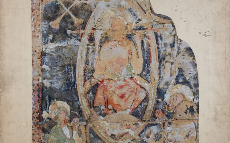 Gróh István: Kolozsvár, Szent Mihály-templom, délnyugati toronyalj, Utolsó Ítélet. Papír, akvarell, 1904. MÉM MDK, Tervtár, ltsz. FM 295