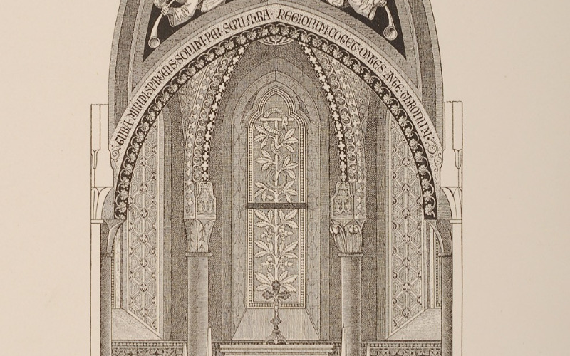 id. Storno Ferenc: Sopron, Szent Jakab-kápolna, a szentély restaurálási terve, 1886 (MÉM MDK, Műemlékvédelmi Dokumentációs Központ, Tervtár, ltsz. R 5374)