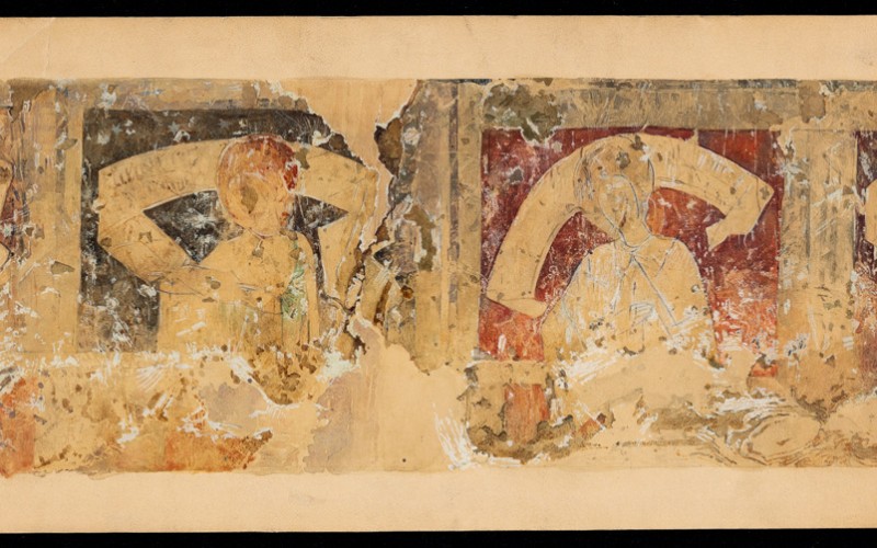 Jámbor Lajos–Nagy Endre: Apostolalakok az apszis falán. Papír, akvarell, 1908. MÉM MDK, Tervtár, ltsz. FM 474