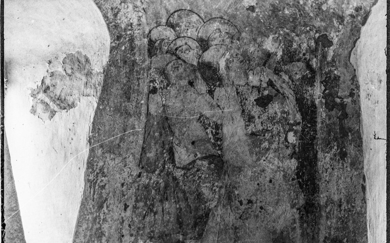 Éber László: A Mennybemenetel részlete és két apostolalak az apszis délkeleti oldalán, 1908. MÉM MDK, Fotótár, ltsz. 10.339N 