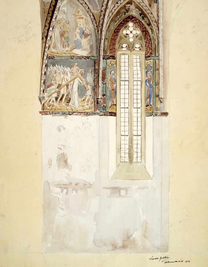 Almakerék, evangélikus templom_szentély északi fala_Veress Zoltán_1913_ltsz. FM 3