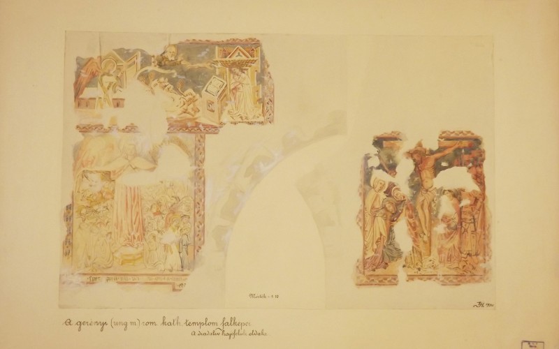 Gerény, római katolikus templom_Angyali üdvözlet, Szent Mihály, Kálvária_Huszka József_1900_ltsz. FM 218