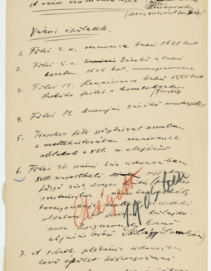 Bártfa 11 – A város erődítményei. Városi épületek 1-8. In: Divald Kornél: Sáros vármegye műemlékeinek lajstroma. Kézirat. 1906. MÉM MDK Tudományos Irattár Lymbus, ltsz. K 1624