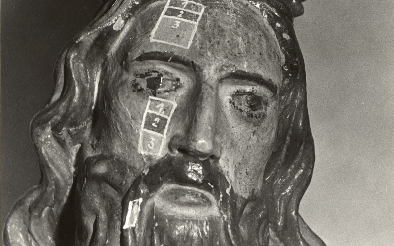 Szt.István-oltár szobra restaurátori kutatás után - Tervtár, ltsz. D 51305