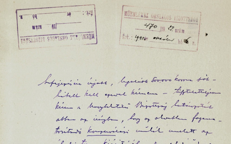 Foerk Ernő 1922-es októberi jelentése a MOB-nak. MÉM MDK Tudományos Irattár, ltsz. MOB 1922/470.