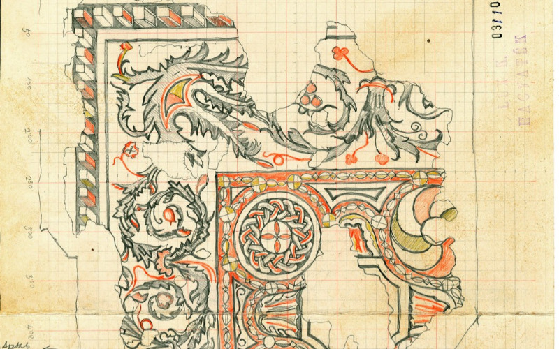 Lux Kálmán: Szombathely, romkert, padlómozaik, 1939. Tervtár, ltsz. R 3110