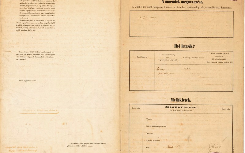Arányi Lajos: Csővár, várrom, törzsív és rajz 1875.Tervtár, ltsz. R 13620, R 994