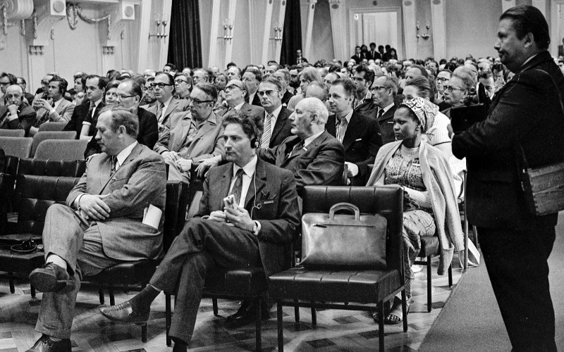 1972-ben a Budapesten megrendezett ICOMOS III. Közgyűlés megnyitó ülésén készített felvétel. Tudományos Irattár, Lymbus ltsz. 1899