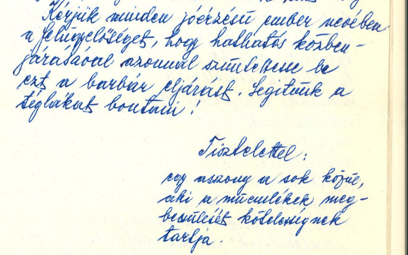„Egy asszony a sok közül”, levél egy ismeretlen tabáni asszonytól. 1965. szeptember 6. Tudományos Irattár, OMF I. sorozat 1965/93/6