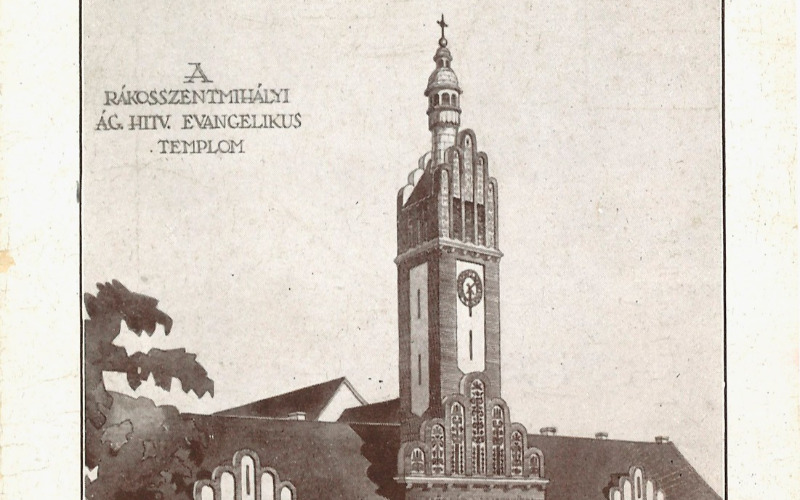 A rákosszentmihályi evangélikus templom homlokzati terve. Sándy Gyula, 1933–1934