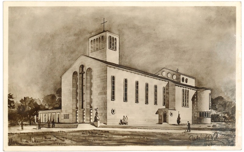 Urbányi Vilmos terve a budafoki Jézus Szíve templomhoz, 1942.