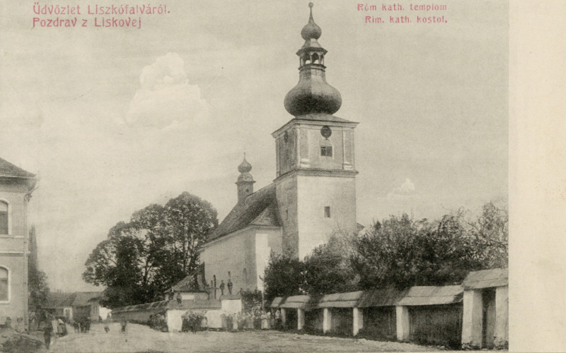 Liszkófalu római katolikus templomát ábrázoló képeslap 1913-ból, Tudományos Irattár, Lymbus K 702/2. 