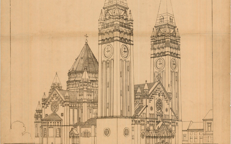 Szeged, Fogadalmi templom terve, 1914. MÉM MDK Múzeumi Osztály, ltsz. 1969.024.13