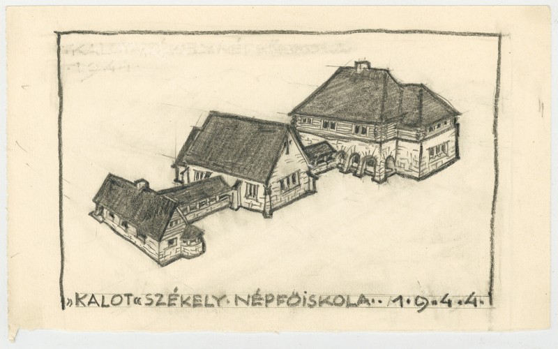 Kalot székely népfőiskola, Csíksomlyó. 1941-1943. Vázlat. MÉM MDK Múzeumi Osztály