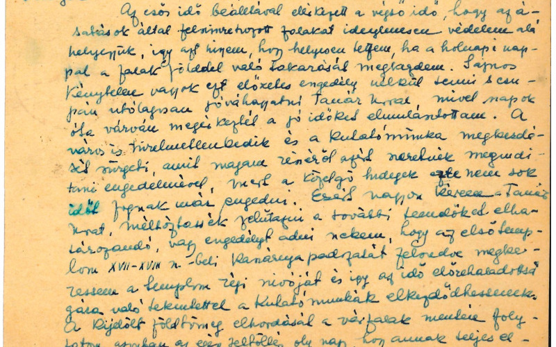 Csemegi József Lux Kálmánnak írott jelentése az egri ásatásokról, 1934. MÉM MDK Tudományos Irattár, Lymbus, ltsz. 1681/13_verzo. 