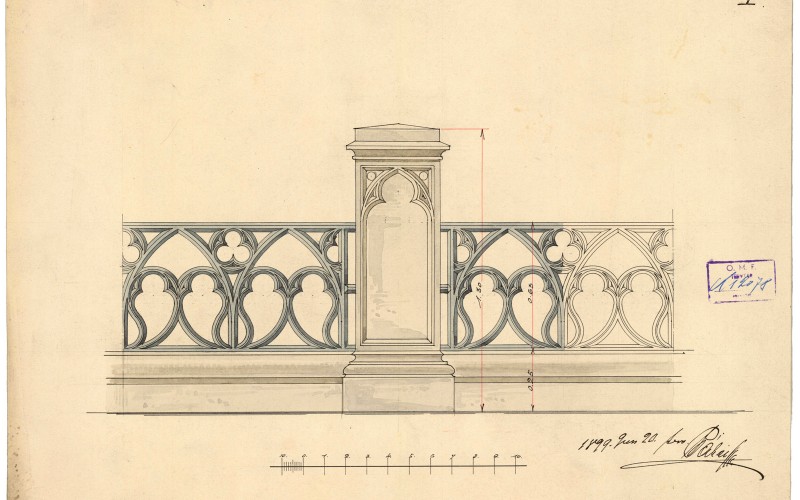 Kolozsvár, Szent Mihály templom, kerítés, 1899. MÉM MDK, Tervtár, ltsz. K 12078