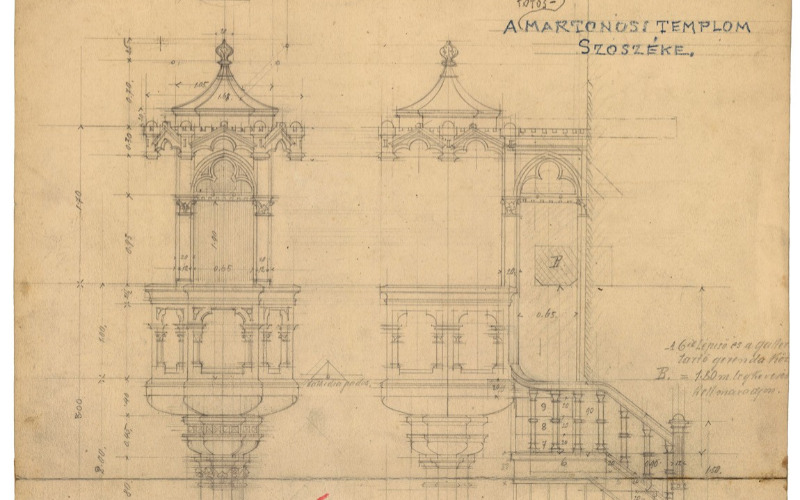 Firtosmartonos, unitárius templom, 1906. MÉM MDK Tervtár, ltsz. K 12094