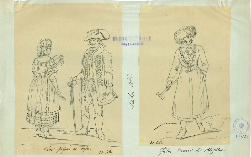 Magyar viseletek Timlich Károly gyűjteményéből (1816) – Rómer Flóris tollrajza (Tudományos Irattár, Lymbus, ltsz. K 434 no. 54.)