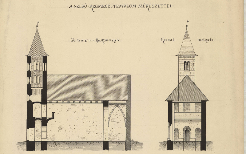 Myskovszky Viktor rajza a templomról 1879. MÉM-MDK Tervtár R1764