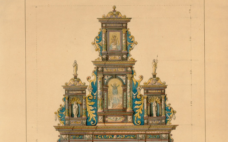 Zboró, r. k. templom, főoltár (Tervtár, ltsz. K 8381)