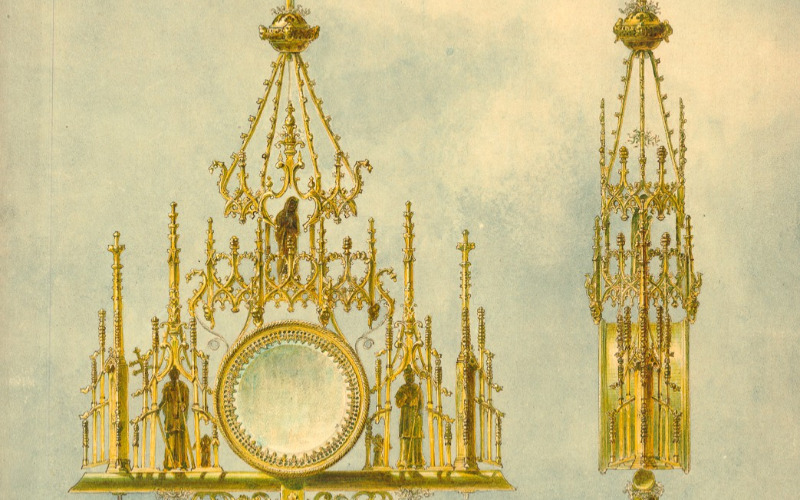 Garamszentbenedek, bencés apátság, monstrancia nézetrajzok 1877. (Tervtár, ltsz. K 8696)