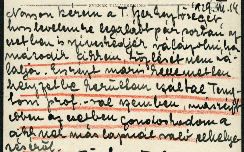 Heim Ernő levele Bierbauer Virgilnek Stockholmból. 1929. július 14. MÉM MDK Múzeumi Osztály, Bierbauer Virgil hagyatéka