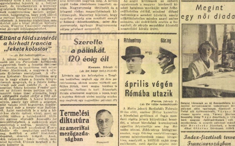 Várnay Marianne utolsó ismert fényképe 1938-ból. Vélhetően a Kárász utcai ház emeleti szobájában készülhetett. Forrás: Az Est, 1938. február 16. (ADT Arcanum)