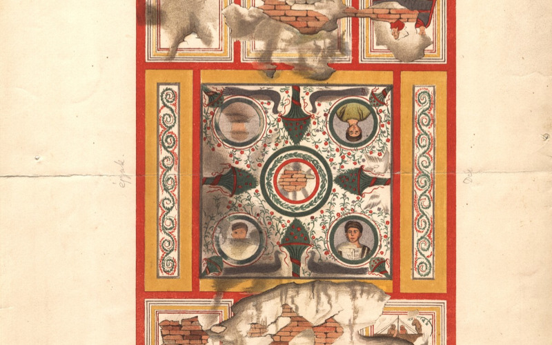 Pécs, katakombák, festett sírkamra. Henszlmann Imre-hagyaték. MÉM MDK Tervtár, ltsz. R 4738