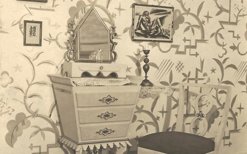 Kaesz Gyula: Hálószobaberendezés részlete az Iparművészeti Társulat kiállításán, 1925 © Iparművészeti Múzeum