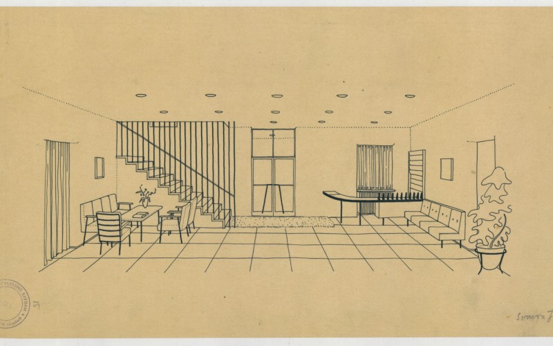 Enteriőr (Hall). 1940-es évek. Simon János terve. MÉM MDK Múzeumi Osztály
