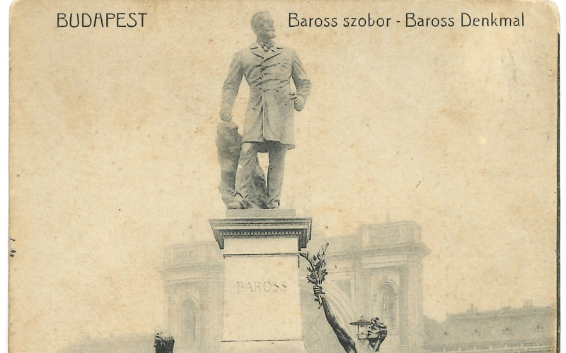 Baross Gábor szobra a Keleti pályaudvar előtt. MÉM MDK Múzeumi Gyűjtemény.