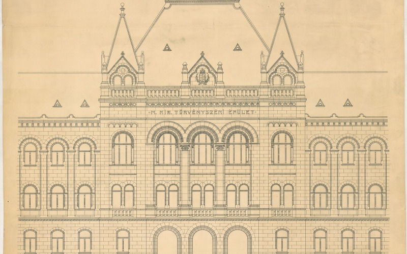 Nagybecskerek, törvényszéki palota főhomlokzatának részlete, 1905 k. MÉM MDK Múzeumi Gyűjtemény, ltsz. 73.29.683.