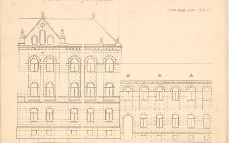 Nagybecskerek, törvényszéki palota oldalhomlokzatának részlete, 1905 k. MÉM MDK Múzeumi Gyűjtemény, ltsz. 73.29.684.