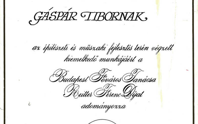 Gáspár Tibor Reitter Ferenc-díja, 1983