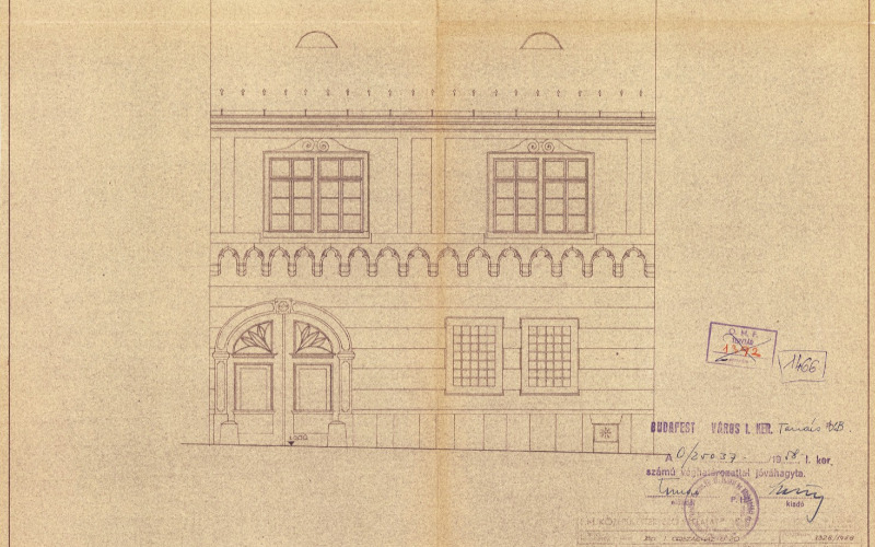 Budapest I., Országház utca 20., főhomlokzat MÉM MDK, Tervtár, ltsz. D 1466