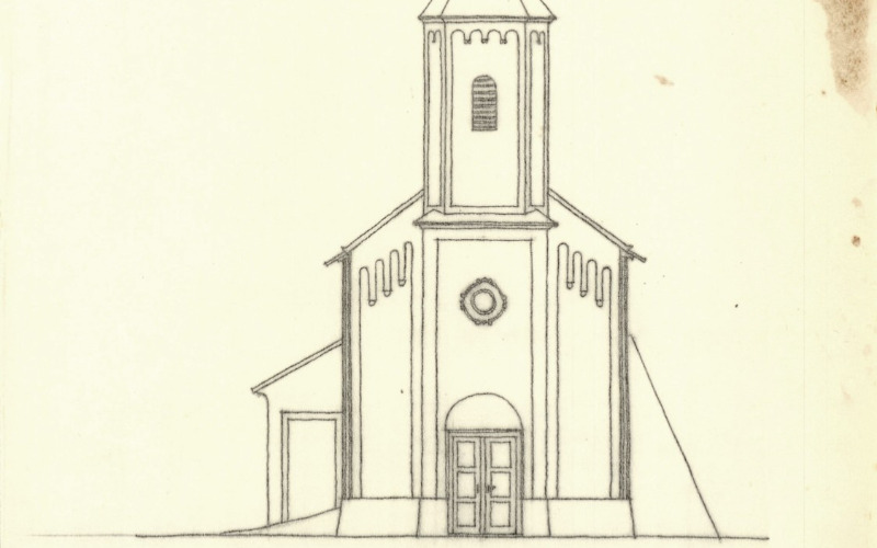 Vonyarcvashegy, Szent Mihály-kápolna, nyugati homlokzat MÉM MDK, Tervtár, ltsz. D 21332