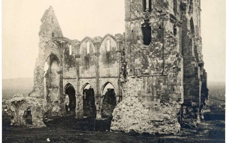 Zsámbék, premontrei prépostság romja, északi összkép, MÉM MDK Fotótár, ltsz. 064.050P