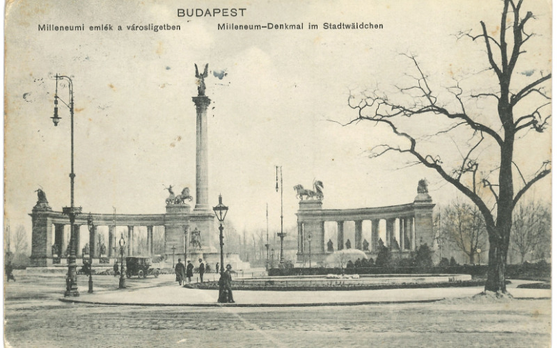 A Hősök tere képeslapon. G. Gy., Budapest, 1914 k.