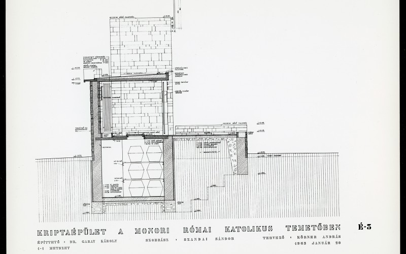A monori Garay-kripta tervei – metszet. MÉM MDK Múzeumi Gyűjtemény, Körner András ajándéka