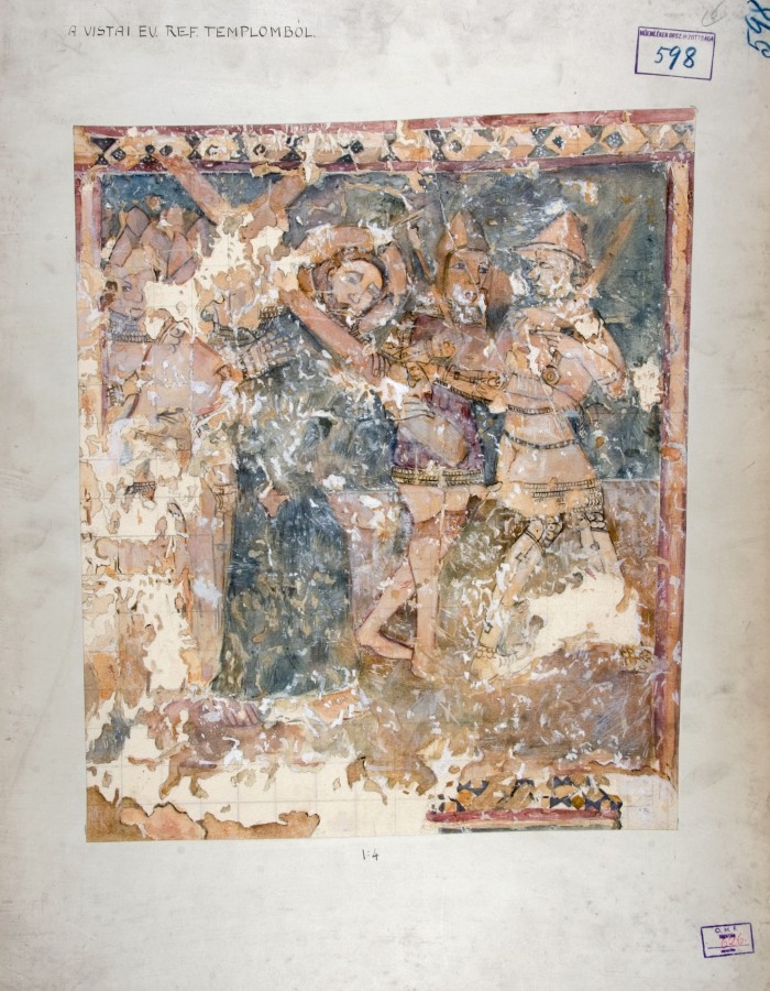 GRÓH István: Magyarvista, református templom. Keresztvitel. Papír, akvarell. Budapest, 1913. MÉM MDK, Tervtár, ltsz. FM 626