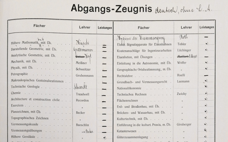 A diplomázást igazoló dokumentum a zürichi ETH archívumából. Fotó: Kovács Dániel