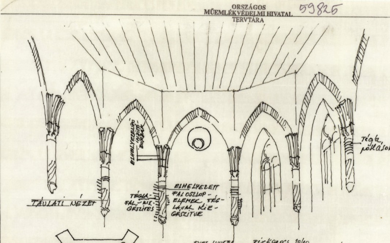 Nagyszekeresi református templom részleges szentélyboltozati rekonstrukciójához 1985 MÉM MDK Tervtár ltsz. R 59825/1