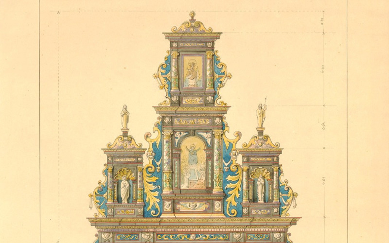 Zboró, r. k. templom. Antiochiai Szent Margit-oltár (Myskovszky Viktor, 1889, ltsz. K 8381)