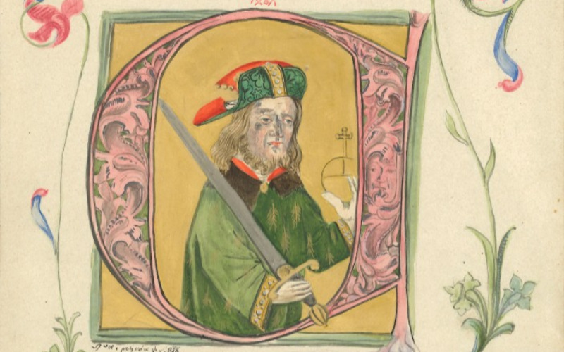 Hahn János graduáléja, D iniciálé Szent István ábrázolásával, 1487 (ltsz. K 435/31)